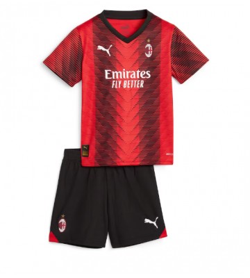 AC Milan Koszulka Podstawowych Dziecięca 2023-24 Krótki Rękaw (+ Krótkie spodenki)